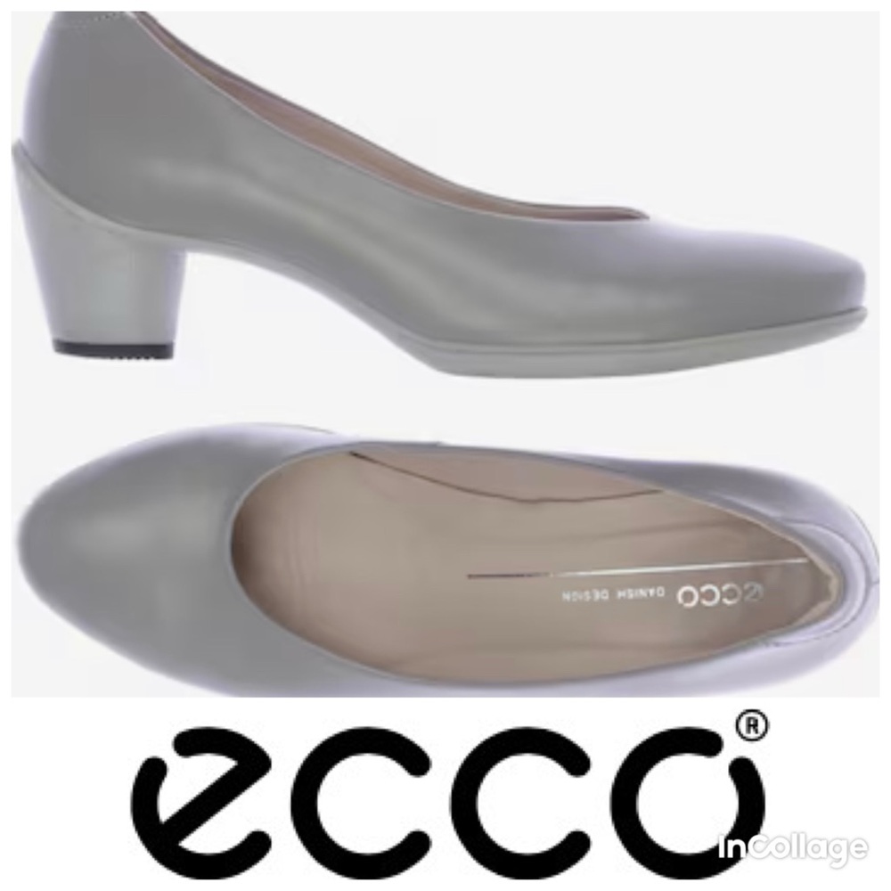 Ecco Sculptured Leather Gray Pumps